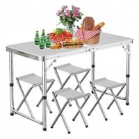 ZESTAW TURYSTYCZNY STÓŁ STOLIK CATERINGOWY SKŁADANY + 4 KRZESŁA WALIZKA