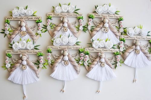 Anioł stróż 3D makrama dowolny napis grawer GRATIS Komunia Chrzest Urodziny na Arena.pl