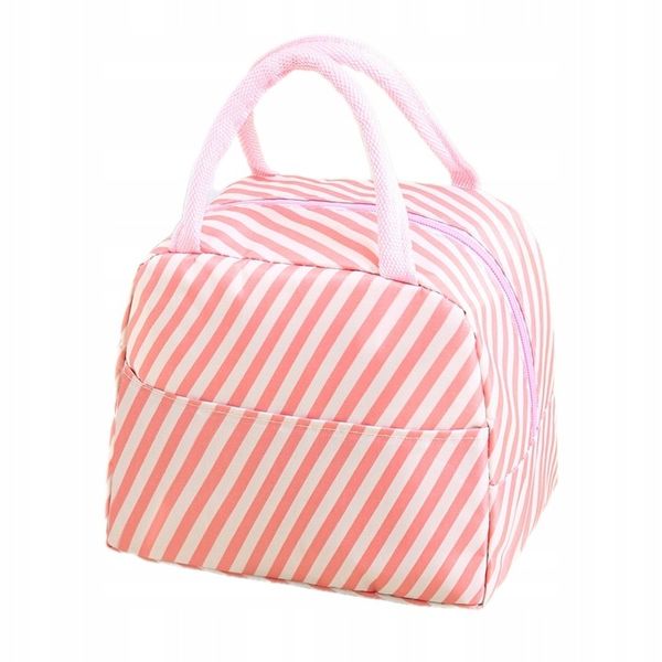 Torebka Termiczna LUNCH BOX Izolowana Na Jedzenie Błękitna Różowe Flamingi zdjęcie 7