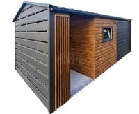 Schowek domek ogrodowy 4x2,5m wiata 2m brama okno dekor rynna TS1184