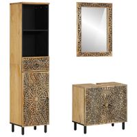 3-cz. zestaw mebli łazienkowych, lite drewno mango