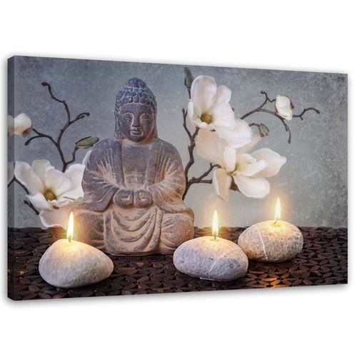 OBRAZ NA PŁÓTNIE Zen Budda Świece Orchidea 120x80 na Arena.pl