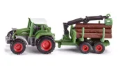 Traktor z leśną przyczepą, zielony