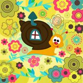 FOTOTAPETA dziecięca ŚLIMAKI KWIATKI 260x180