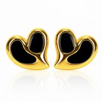 kolczyki ze stali szlachetnej pozłacane 14k złotem, efektowne czarne serca