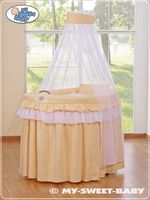 kosz mojżesza wiklinowy z baldachimem- little princess brzoskwiniowy