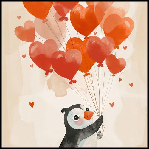 Plakat 90x90cm Pingwinek z Balonami na Arena.pl