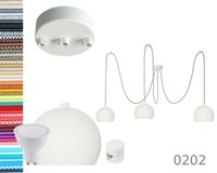 LAMPA kula biała z białymi hamulcami pająk 3 wisząca + GU10