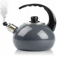 CZAJNIK EMALIOWANY NOWOCZESNY GRAFITOWY Z GWIZDKIEM STAL 2,5 L INDUKCJA GAZ