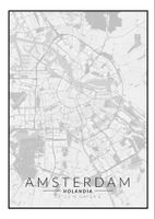 Amsterdam mapa czarno biała - plakat 40x50 cm