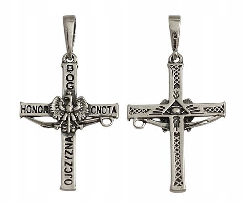 Krzyżyk Srebrny Męski Oksydowany z Orłem pr 925 Grawer Gratis na Arena.pl