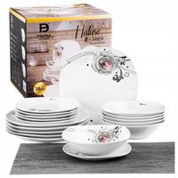 SERWIS OBIADOWY KOMPLET TALERZY ZASTAWA PORCELANOWA BIAŁE NA 6 OSÓB 18 EL