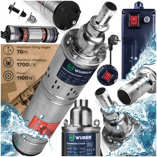 POMPA GŁĘBINOWA ŚRUBOWA 1100W DO WODY CZYSTEJ 1" DO STUDNI MOCNA 1700 L/H na Arena.pl