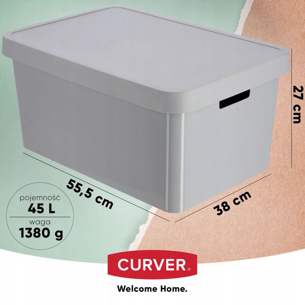 Curver Pojemnik Pudełko Z Pokrywką 45 L Szary zdjęcie 3