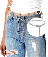 Pasek Srebrny Gruby Na Pas Metal Łańcuch Pancerka