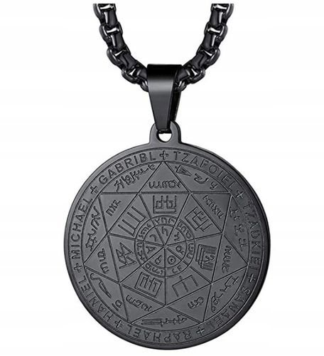 Wisiorek Talizman 7 Aniołów Archaniołów Amulet Pieczęć 316L Czarny na Arena.pl