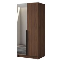 Szafa BONO II 100 cm z lustrem-pojemna garderoba-ORZECH WARMIA+CZARNY