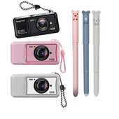 Zestaw 6 Długopisów Ścieralnych z Gumką Niebieski Tusz do Szkoły i Biura