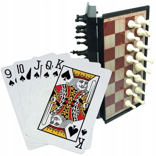 SZACHY MAGNETYCZNE + KARTY DO GRY 2 TALIE ZESTAW ROZRYWKOWY na Arena.pl