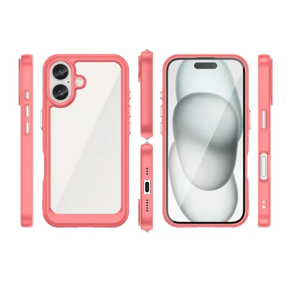 etui outer space case z żelową ramką do iphone 16 plus - czerwone zdjęcie 2