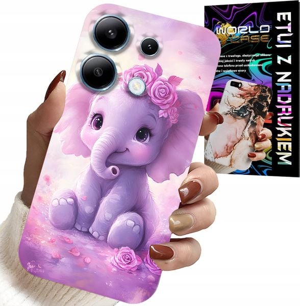ETUI DO XIAOMI NOTE 14S - SŁODKI SŁONIK NA RÓŻOWYM TLE CASE +FOLIA zdjęcie 1
