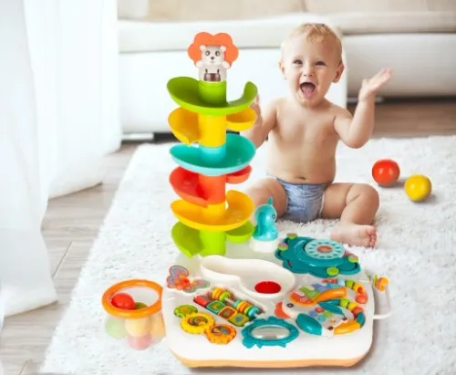 STOLIK INTERAKTYWNY EDUKACYJNY ZJEŻDŻALNIA PIŁEK PIŁECZKI PIANINKO PAPUGA na Arena.pl