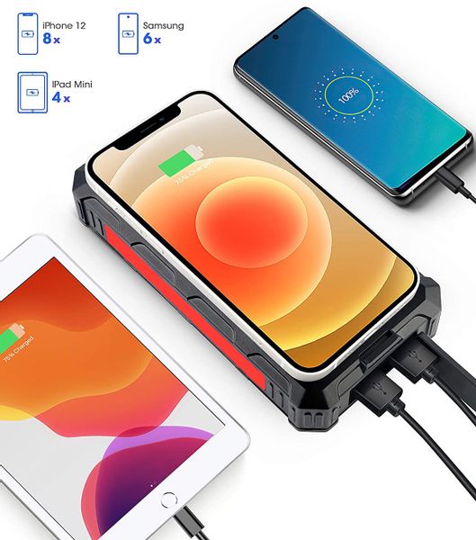 Power bank Solarny Feegar 36000mah 20W 4x USB-C QI  IP65 Latarka zdjęcie 14