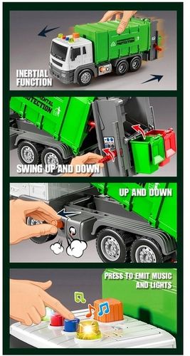 ŚMIECIARKA ciężarówka DUŻA mocna ŚWIATŁO DŹWIĘK napęd kosze na śmieci na Arena.pl