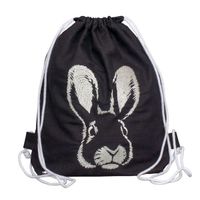 Bawełniany Worek na Plecy z Haftem Zająca – Modny i Lekki