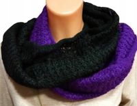 KOMIN MODNY SZALIK PLECIONY CIEPŁY fioletowo czarny ESTARE 180X30cm