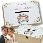 PUDEŁKO na KOPERTY ŚLUBNE SKRZYNKA Wesele ŚLUB Drewniana PERSONALIZACJA