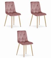 Krzesło różowe tapicerowane LIBRA welur 3 szt. loft nowoczesne kuchnia