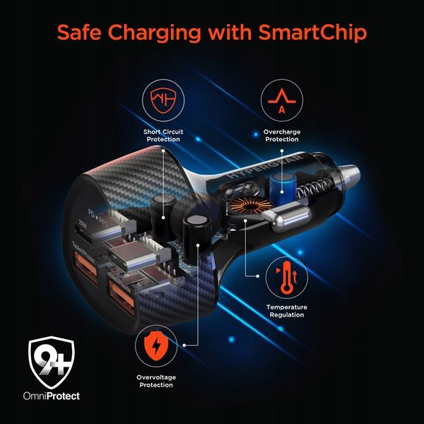 HyperGear superszybka ładowarka samochodowa QUAD 2xUSB-C PD, 2xUSB, 7A, 50W zdjęcie 8