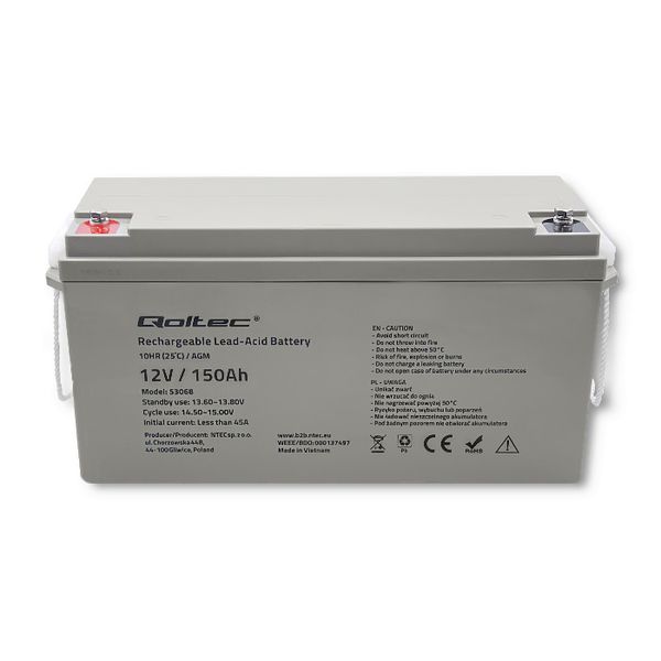 Qoltec Akumulator AGM 12V 150Ah max. 2250A zdjęcie 5
