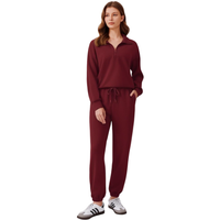 Damski komplet dresowy bluza spodnie dresy sportowe bordowe XXL miękkie
