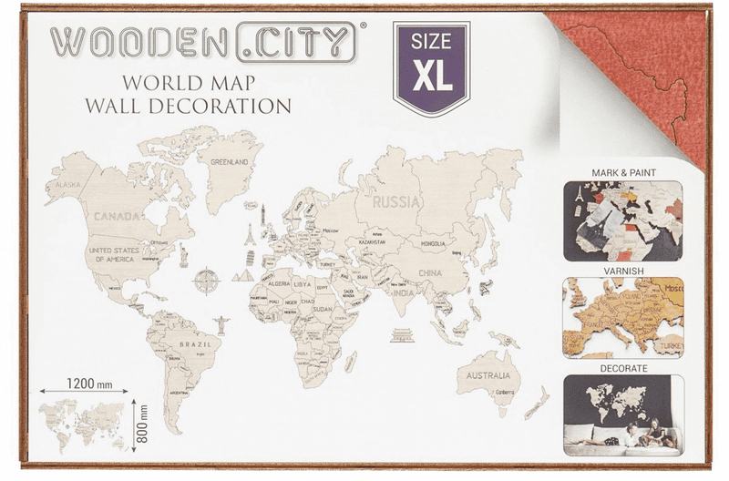 Mapa świata XL, kolor coral zdjęcie 1