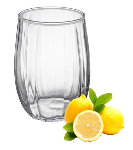 Komplet zestaw 6 szklanek do napojów wody drinków 370 ml ryflowany wzór na Arena.pl