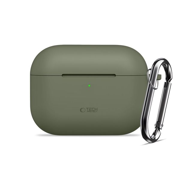 tech-protect silicone hook apple airpods pro 3 olive green zdjęcie 2