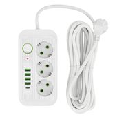 Przedłużacz Listwa Zasilająca 5m 3gn + 4x USB-A + USB-C Wyłącznik Biały