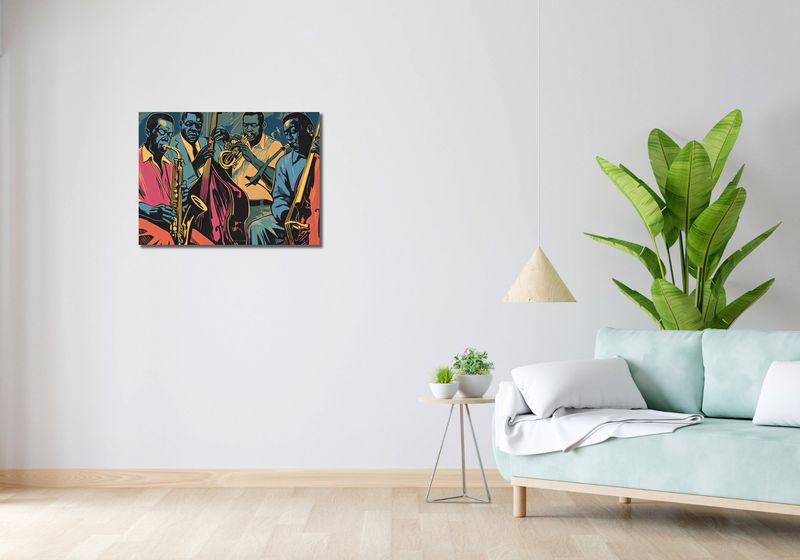 Obraz 70x50cm Jazzmani w Gazie zdjęcie 2