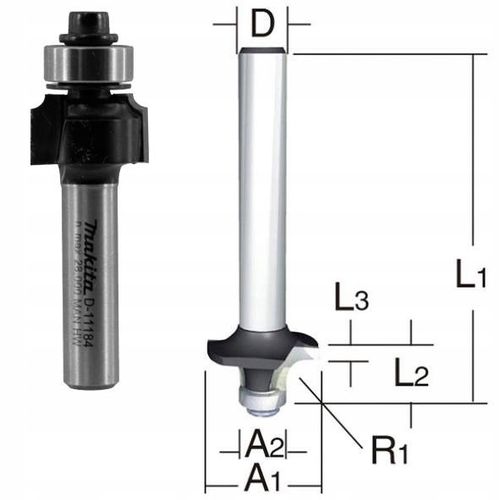 MAKITA Frez do zaokrągleń R2 trzpień 8 mm D-11184 z łożyskiem 16,7mm na Arena.pl