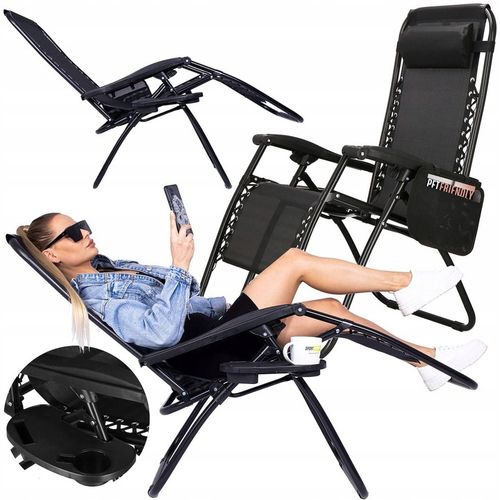 LEŻAK OGRODOWY PLAŻOWY FOTEL SKŁADANY ZERO GRAVITY TURYSTYCZNY KRZESŁO 2w1 na Arena.pl