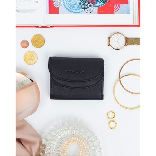 elegancki, mały portfel damski na zatrzask ze skóry naturalnej - rovicky na Arena.pl