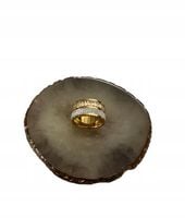 1526 Złoty pierścionek obrączka szeroka CYRKONIE r 9/19mm stal