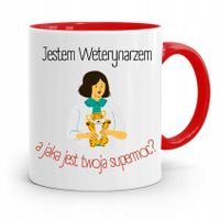 Kubek Czerwony Weterynarza Jestem Weterynarzem Z Nadrukiem Ze Zdjęciem