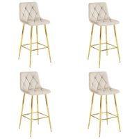 Hoker NADO - aksamit beż / nogi ZŁOTE x 4