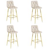 Hoker NADO - aksamit beż / nogi ZŁOTE x 4