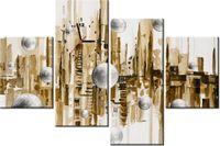 120CM 80CM ZEGAR 4 ELEM MIASTO ZE SNU SEPII OBRAZ ŚCIENNY