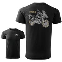 Koszulka nadruk dwustronny z motocyklem na motor BMW GS 1250 męska czarna REGULAR L