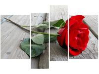 130CM 85 OBRAZ 4 ELEM RÓŻA DESKACH ŚCIENNY